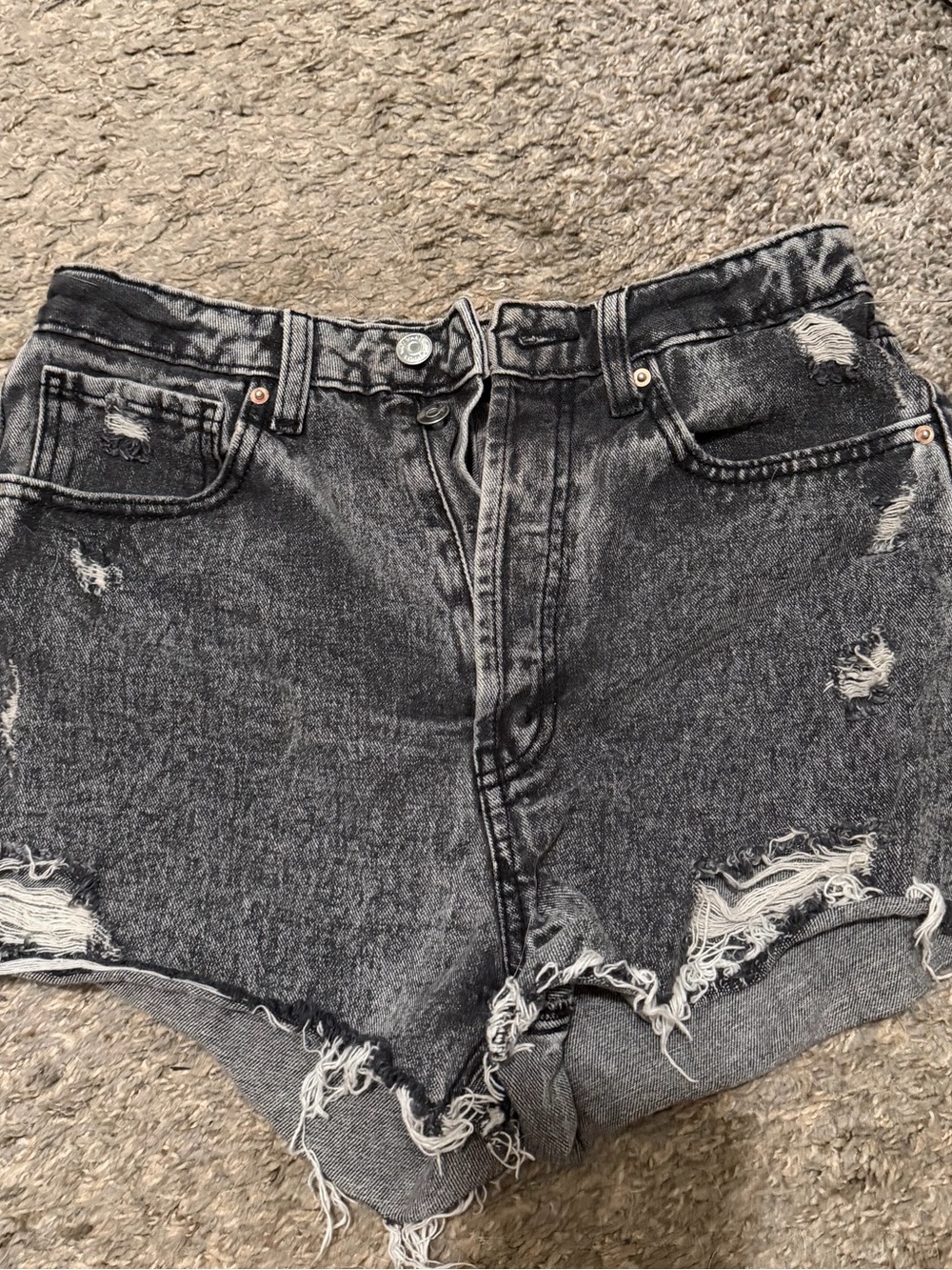 wild fable Black Distressed High-Rise Denim Shorts